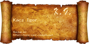 Kacz Igor névjegykártya